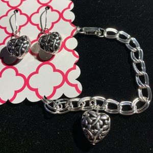Heart bracelet with matching earrings